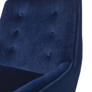 OSP Home Furnishings Quinn Mid-Century Style Plush Office Chair with Back Button Tufting and Chrome Finish Steel Base, Midnight Blue Velvet