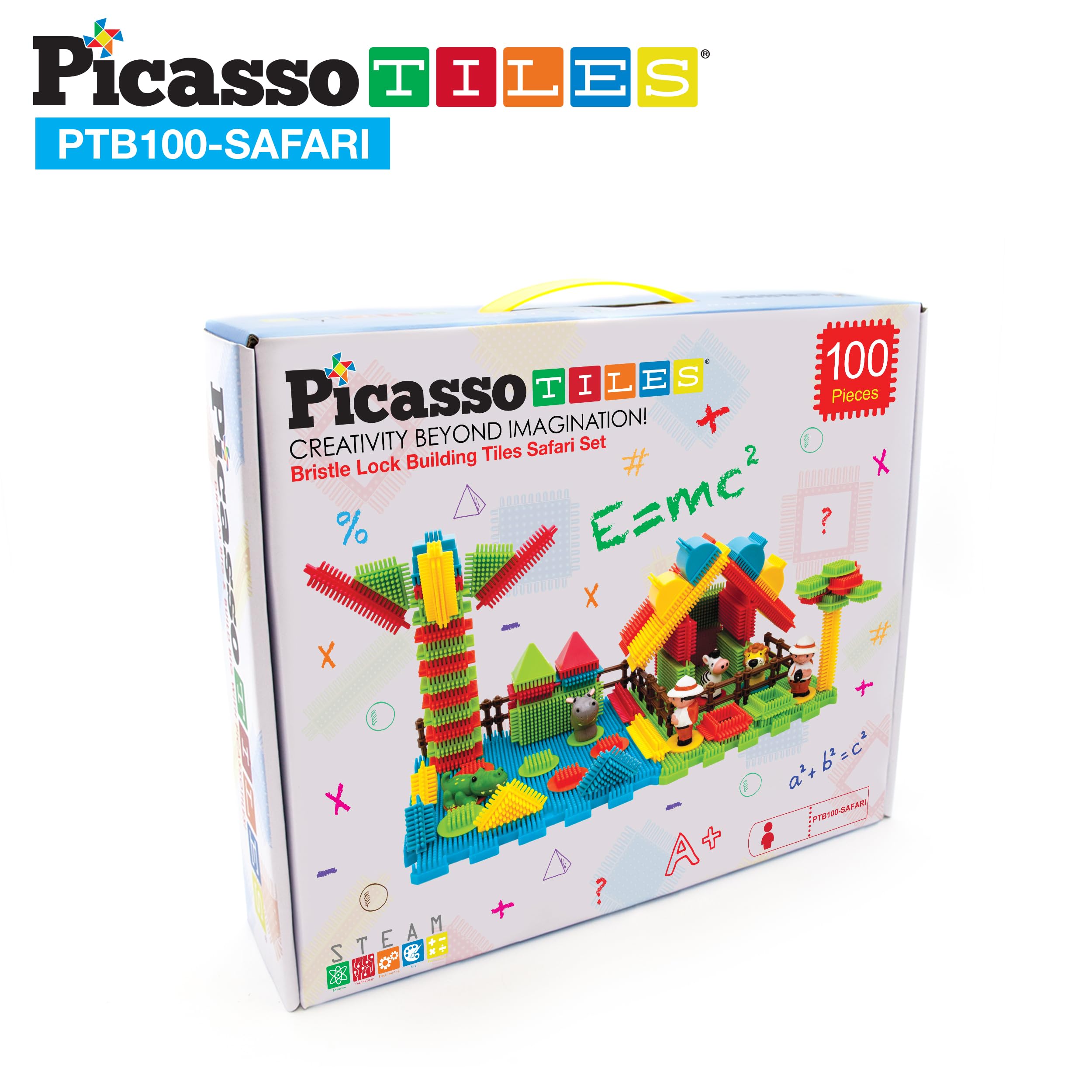 Picasso Toys PTB100 100pcs Hedgehog Block 3D Building Blocks Tiles Safari Theme Set Learning Playset STEM Toy Set Educational Kit Child Brain Development Preschool Kindergarten Toy for Age 3 & Up