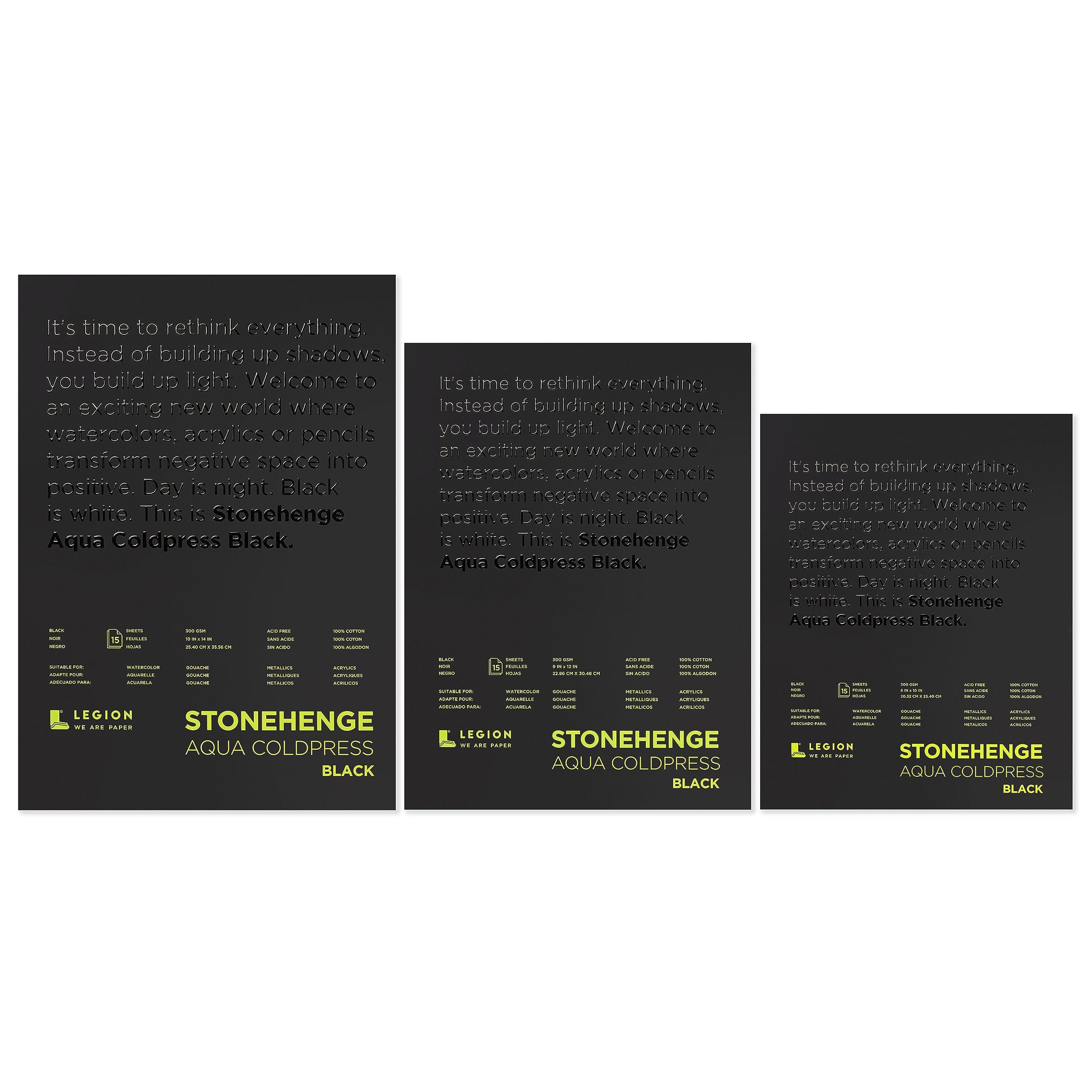 Stonehenge Aqua Black Pad, 140lb, Coldpress, 8 x 10 Inches, 15 Sheets