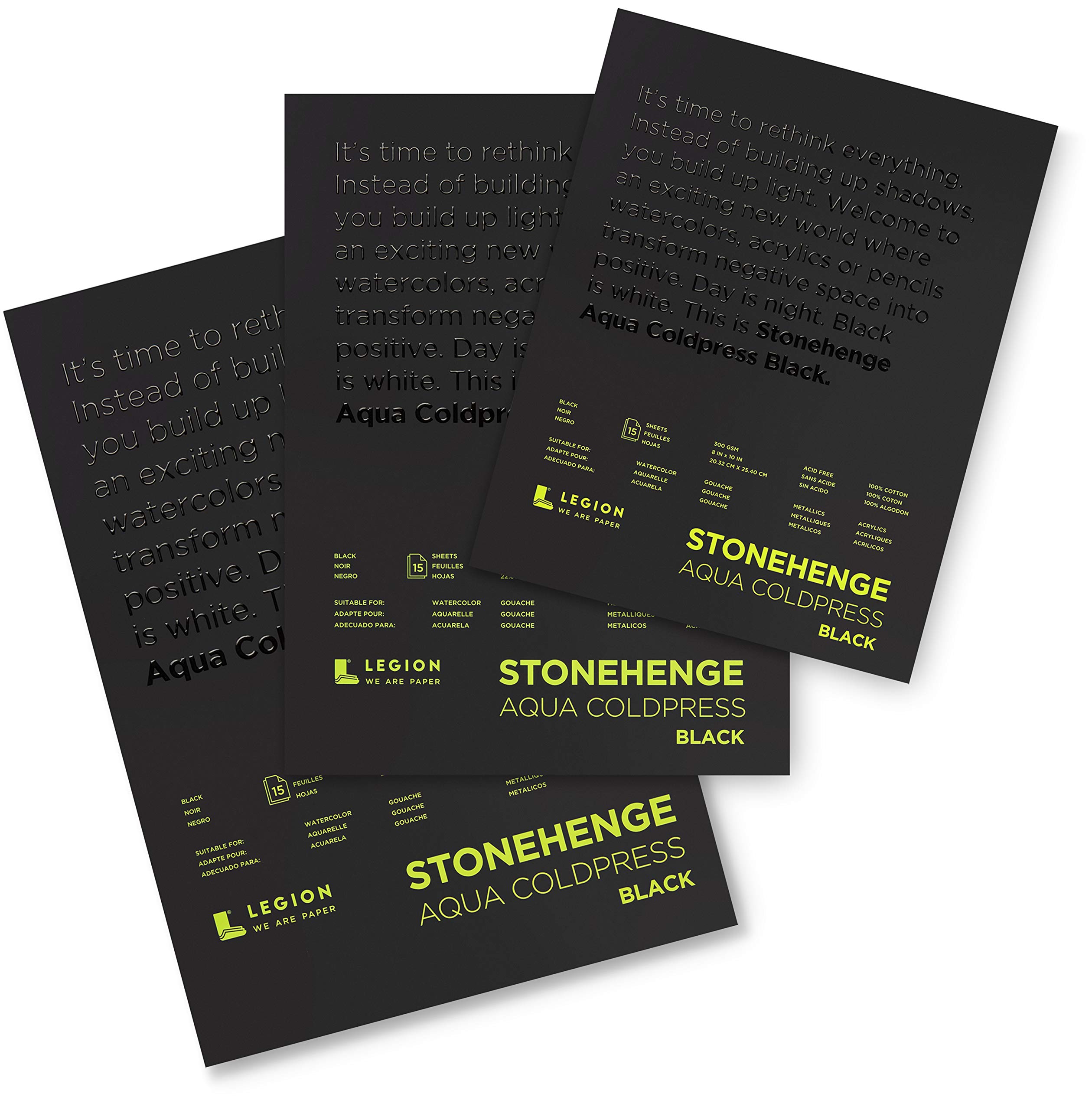 Stonehenge Aqua Black Pad, 140lb, Coldpress, 8 x 10 Inches, 15 Sheets