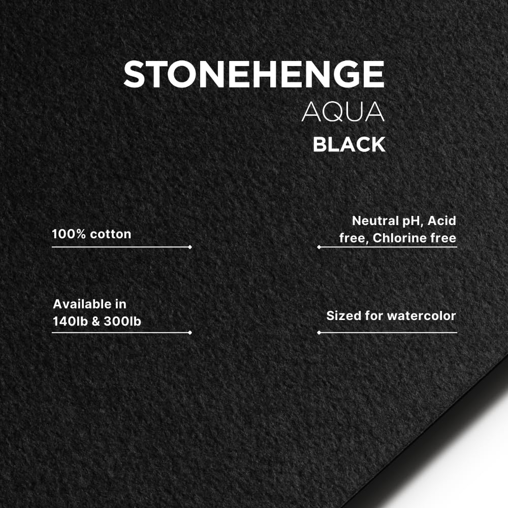 Stonehenge Aqua Black Pad, 140lb, Coldpress, 8 x 10 Inches, 15 Sheets