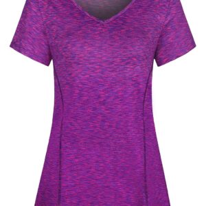 Kimmery Womens Workout Tops for Women Tops for Women Casual Summer Tops Athletic Tops for Women Yoga Tops Summer Shirts Purple Pink XXL