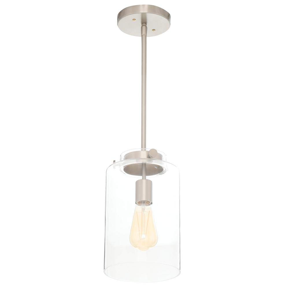 Home Decorators Collection 1-Light Brushed Nickel Mini Pendant with Clear Glass Shade