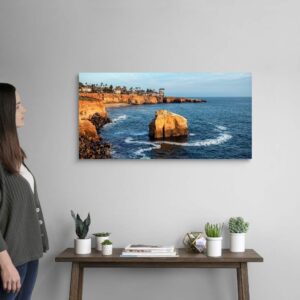 GREATBIGCANVAS Sunset Cliffs, San Diego, California Canvas Wall Art Print, Coastal Home Decor Artwork, 36"x18"x1.5"