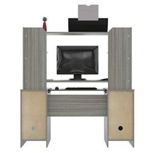 Inval Computer Work Center with Hutch, Smoke Oak