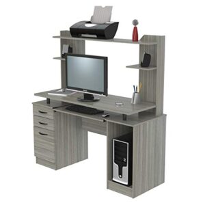 Inval Computer Work Center with Hutch, Smoke Oak