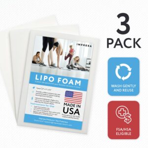 IMPRESA White Liposuction Foam Pads - 3 Pack - Aftercare for Liposuction, Tummy Tuck Surgery, and C-Sections - Great to Use with Post Surgery Compression Garments or Medical Corset (8 x 11 x 0.5 in)