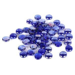 Houseables Glass Stone, Marbles, Pebbles for Vases, Blue, 5 LB, 400-500 Stones, Flat Bottom, Round Top Rocks, Bowl Filler Gems, Iridescent Decor, Decorative Centerpieces, Fire Beads, Florist, Aquarium