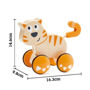 Hape Dante Push and Go | Wooden Push, Release & Go Cat Toddler Toy with Wheels