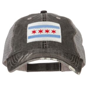 e4hats.com chicago flag embroidered low profile cotton mesh cap - black osfm