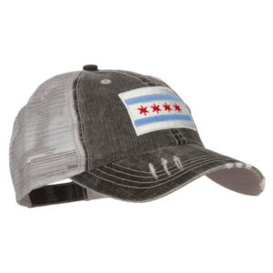 e4Hats.com Chicago Flag Embroidered Low Profile Cotton Mesh Cap - Black OSFM