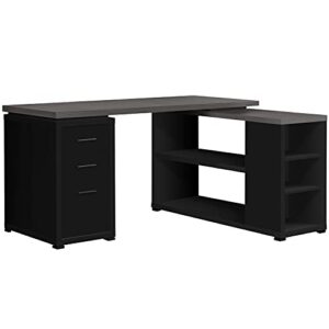 monarch specialties computer desk l-shaped corner desk with storage - left or right facing - 60"l (black - grey top)