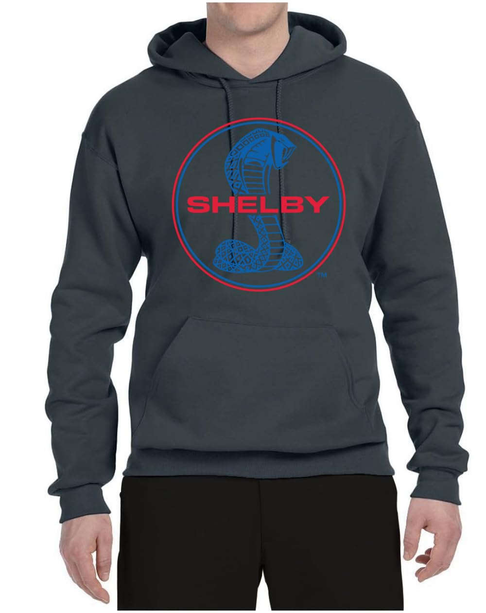 Wild Bobby Shelby Cobra USA Logo Emblem Cars and Trucks Unisex Hoodie Sweatshirt, Charcoal, Medium