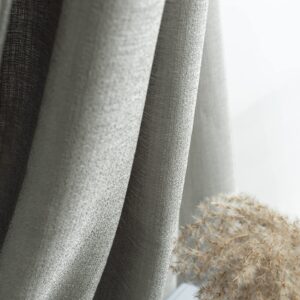 Melodieux Grey Semi Sheer Curtains 84 Inches Long for Living Room - Linen Look Bedroom Grommet Top Voile Drapes, 52 by 84 Inch (2 Panels)