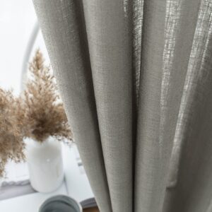 Melodieux Grey Semi Sheer Curtains 84 Inches Long for Living Room - Linen Look Bedroom Grommet Top Voile Drapes, 52 by 84 Inch (2 Panels)