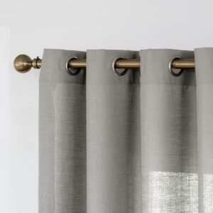 Melodieux Grey Semi Sheer Curtains 84 Inches Long for Living Room - Linen Look Bedroom Grommet Top Voile Drapes, 52 by 84 Inch (2 Panels)