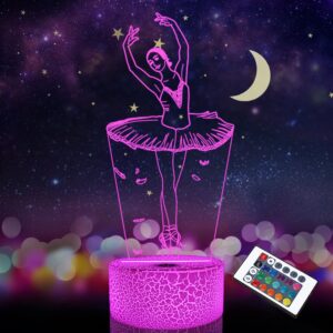 ballet dancing gifts, 3d illusion lamp kids night light with remote control 16 colors changing gifts for mom, birthday gift, wedding gifts, grandmother gifts, valentines gift, graduation gifts, friend