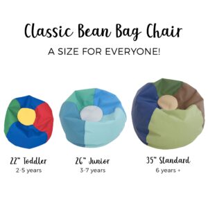 Factory Direct Partners 10477-BL SoftScape Classic 26" Junior Bean Bag Chair, Furniture for Kids, Libraries or Home - Blue