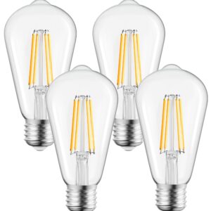 Edison Light Bulbs, Brightown 4 Packs Vintage 60 Watt Incandescent Light Bulbs E26 Base Dimmable Decorative Antique Filament Light Bulbs 252 Lumens, Amber Warm…