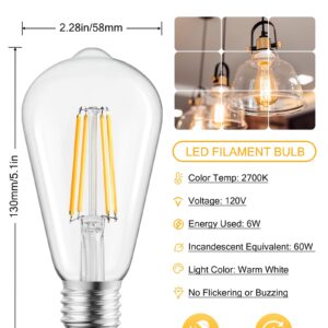 Edison Light Bulbs, Brightown 4 Packs Vintage 60 Watt Incandescent Light Bulbs E26 Base Dimmable Decorative Antique Filament Light Bulbs 252 Lumens, Amber Warm…