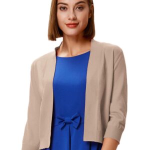 GRACE KARIN Women's Classic Sweaters Plus Size Open Front Shrug Cropped Bolero Jacket for Cocktail Party Dress(Khaki,XXL)