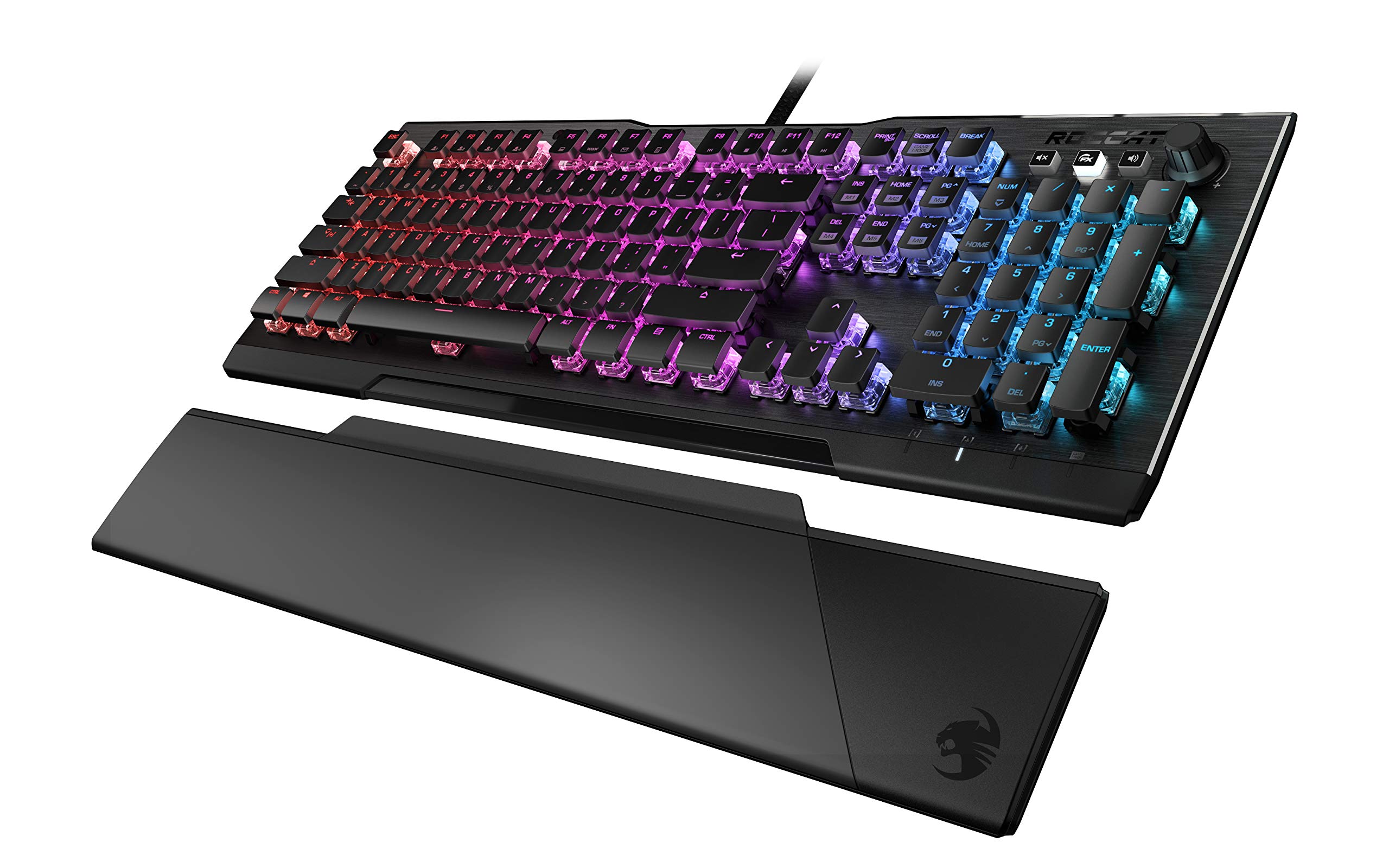 ROCCAT Vulcan 121 Mechanical PC Tactile Gaming Keyboard, Titan Switch, AIMO RGB Backlit Lighting Per Key, Anodized Aluminum Top Plate and Detachable Palm/Wrist Rest, Black