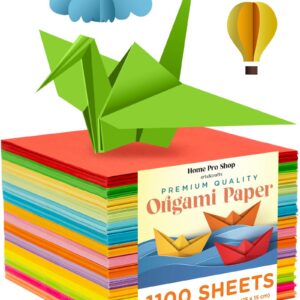 Origami Paper - 1100 Sheets - Double Sided 6x6 inches Origami Squares - 15 Vibrant Colors - Origami Set for Kids - Easy Fold Origami Papers for Arts & Crafts - Quality Paper Origami Sheets
