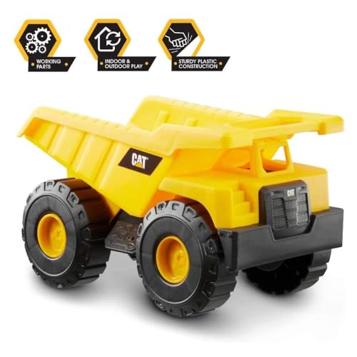 CAT Construction Toys, CAT Dump Truck Toy Construction Vehicle – 10" Plastic Action Vehicle with Articulated Buckets for Indoor & Outdoor Play. Ages 3+