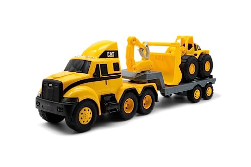 CAT Construction Toys, Heavy Mover, Semi Truck and Trailer with Mini Crew Front Loader, Lights and Sounds, Ages 3 and up