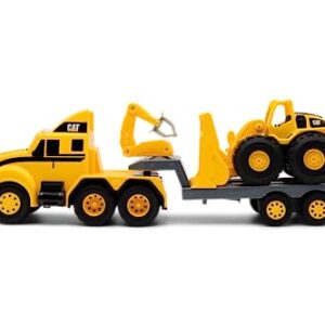 CAT Construction Toys, Heavy Mover, Semi Truck and Trailer with Mini Crew Front Loader, Lights and Sounds, Ages 3 and up