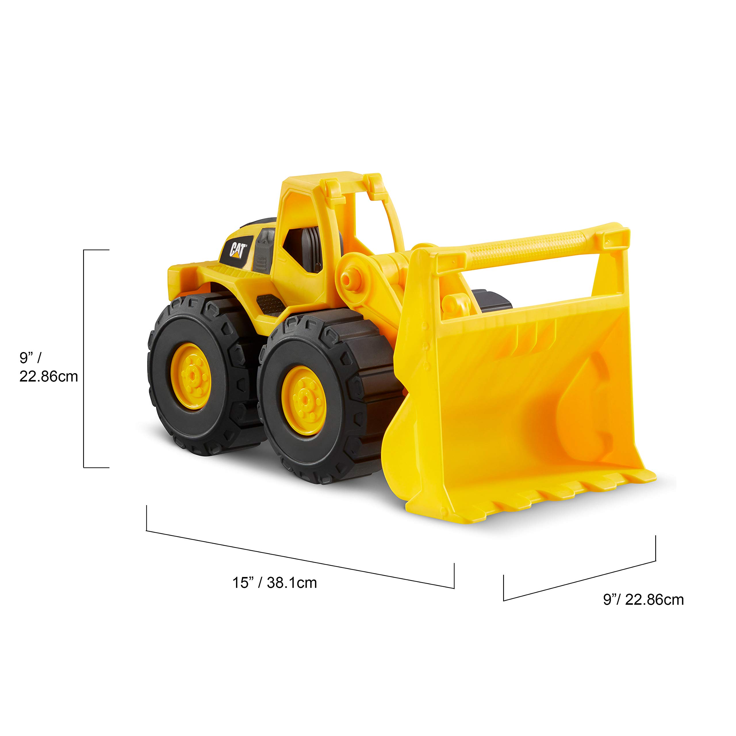 CAT Construction Toys, Tough Rigs 15" Dump Truck & Loader Set Toys 2 Pack Ages 2+, Kid Powered CATerpillar Vehicle Set, Indoor or Outdoor Play, No Batteries Required