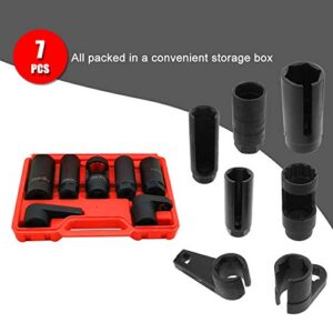 7PCS Oxygen Sensor Socket 22mm (7/8 in), 27mm, 29mm fits All Vehicle O2 Removal and Installation Universal Puller and Removal Tool