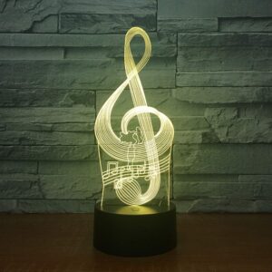 music note 3d night light, acrylic, 7 colors changing optical illusion touch table desk lamp, perfect gifts for kids’ home decoration led lamp