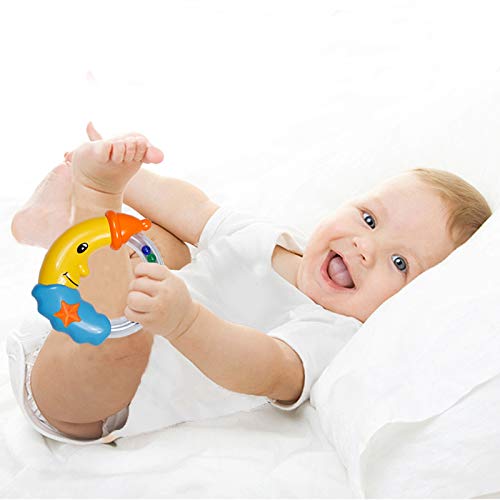 Baby Teether Rattles Sets Toy,Babies Grab Shaker and Spin Rattle Toy Early Educational Toys with Owl Bottle Set for 0,3,6,9,12 Month Newborn Toys Baby Boy Girl