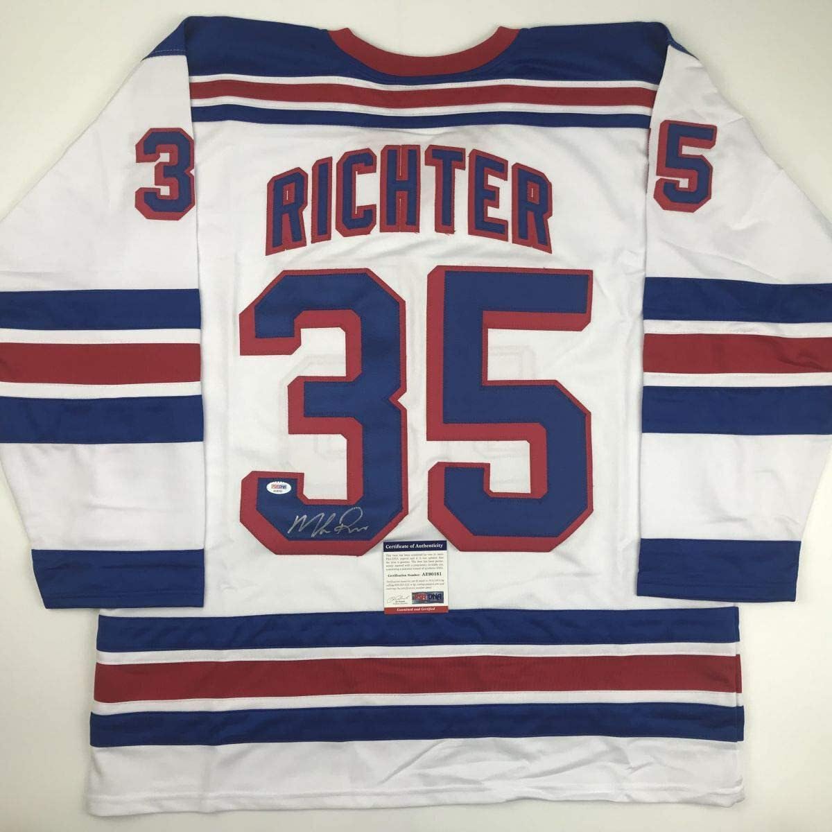 Autographed/Signed Mike Richter New York White Hockey Jersey PSA/DNA COA