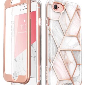 i-Blason Cosmo Series Case for iPhone SE 2022 (3rd Gen)/iPhone SE 2020 (2nd Gen)/iPhone 7/iPhone 8, Stylish Protective Bumper Case with Built-in Screen Protector (Marble)