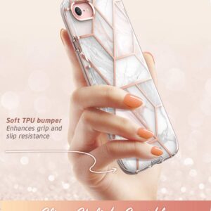 i-Blason Cosmo Series Case for iPhone SE 2022 (3rd Gen)/iPhone SE 2020 (2nd Gen)/iPhone 7/iPhone 8, Stylish Protective Bumper Case with Built-in Screen Protector (Marble)