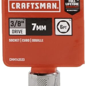 CRAFTSMAN Shallow Socket, Metric, 3/8-Inch Drive, 7mm, 6-Point (CMMT43533)