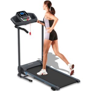 serenelife smart electric folding treadmill – easy assembly fitness motorized running jogging exercise machine with manual incline adjustment, 12 preset programs | slftrd20 model,black