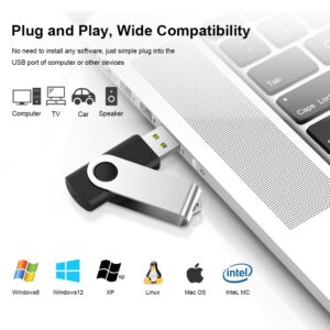 KEXIN 100 Pack 8 GB Flash Drive Bulk USB Flash Drive Thumb Drive Bundle USB Flash Drives Swivel Design Memory Stick USB 2.0 Black