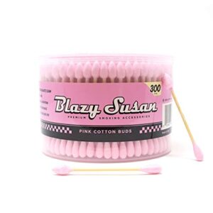 Blazy Pink Cotton Buds | Thick Cotton Swabs | No Residue or Aftertaste | 300ct