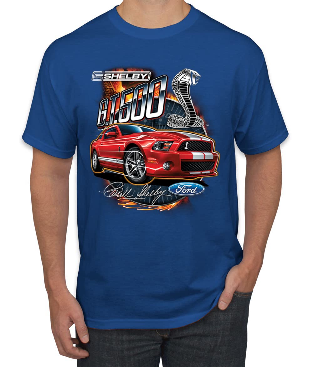 Shelby GT500 Cobra Official Ford Motors Design Cars and Trucks Men's Graphic T-Shirt, Royal, Large