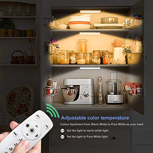 LDOPTO Under Cabinet Lights Wireless with Remote Control Dimmable Battery Operated LED Closet Lights Stick-on Kitchen Lighting with Timer for Kitchen Shelf Hallway Stairs, Multiple Colors 4 Pack