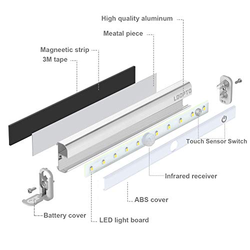 LDOPTO Under Cabinet Lights Wireless with Remote Control Dimmable Battery Operated LED Closet Lights Stick-on Kitchen Lighting with Timer for Kitchen Shelf Hallway Stairs, Multiple Colors 4 Pack