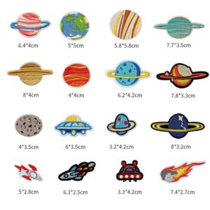 35 PCS Iron on Patches Solar System Appliques Stickers Woohome Embroidered Space Planets Patches Applique Kit for Clothing, Jackets, Backpacks, Jeans