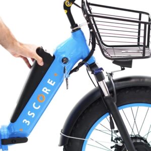 3SCORE Electric Fat Trike 750W Motor and 48V Lithium Rechargeable Battery - Etrike 24 Inch Fat Tire - Foldable Electric Cruiser Tricycle (Electric Blue, Fat Tire Etrike)