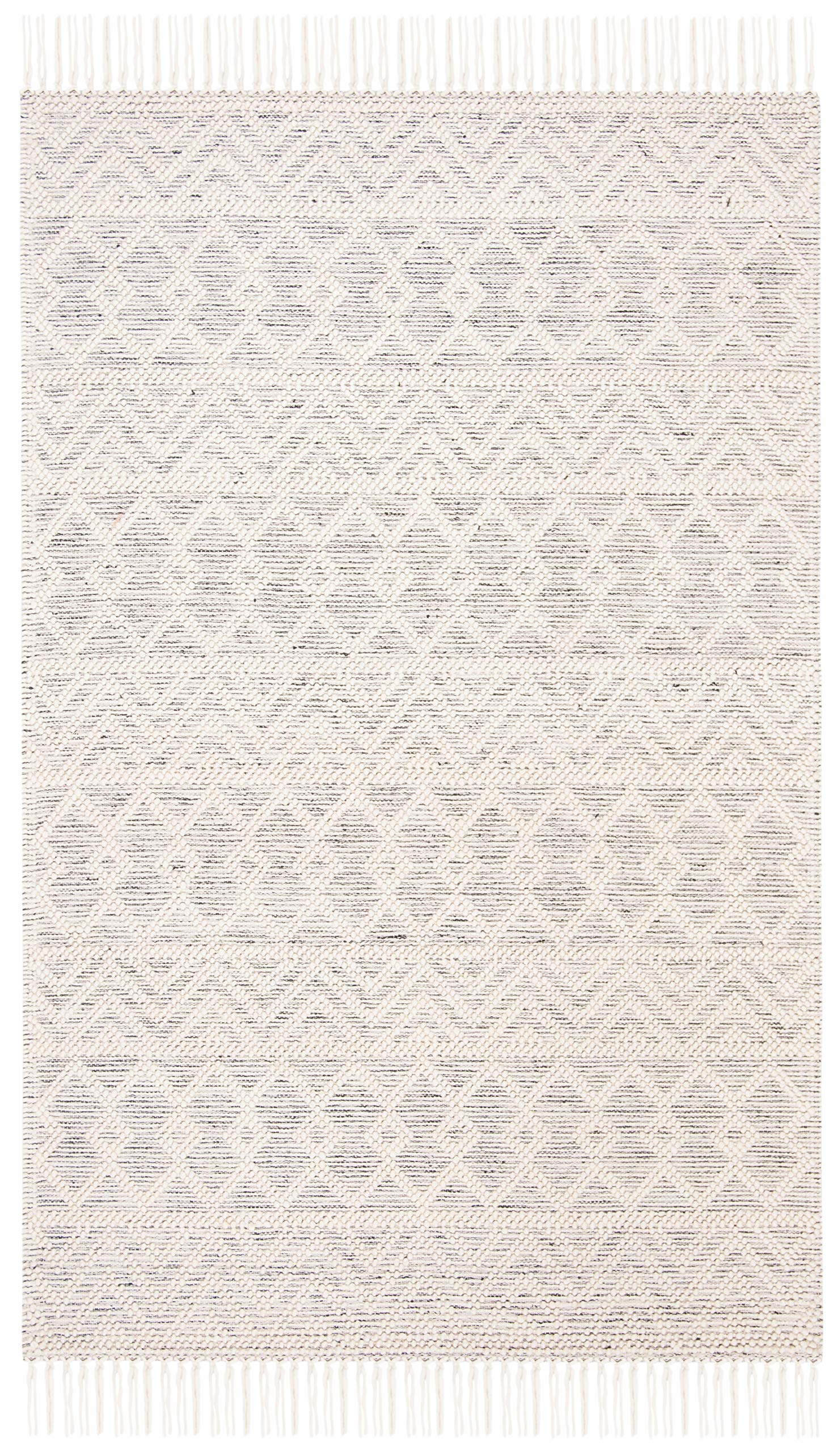 SAFAVIEH Natura Collection Area Rug - 8' x 10', Ivory & Black, Handmade Boho Fringe Wool, Ideal for High Traffic Areas in Living Room, Bedroom (NAT353A)