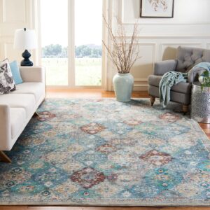 SAFAVIEH Luxor Collection Area Rug - 8' x 10', Ivory & Turquoise, Handmade Boho Chic, Ideal for High Traffic Areas in Living Room, Bedroom (LUX329A)