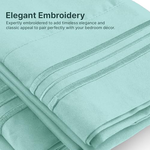 Extra Deep Queen Sheet Set - 6 Piece Breathable & Cooling Sheets - Hotel Luxury Bed Sheets Set - Easy Fit - Soft, Wrinkle Free & Comfy Sheets Set - Spa Blue Sheet Set w/Extra Deep Pockets