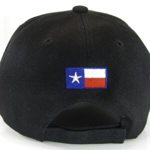 Texas Longhorn & State Flag Adjustable Baseball Cap (Black)